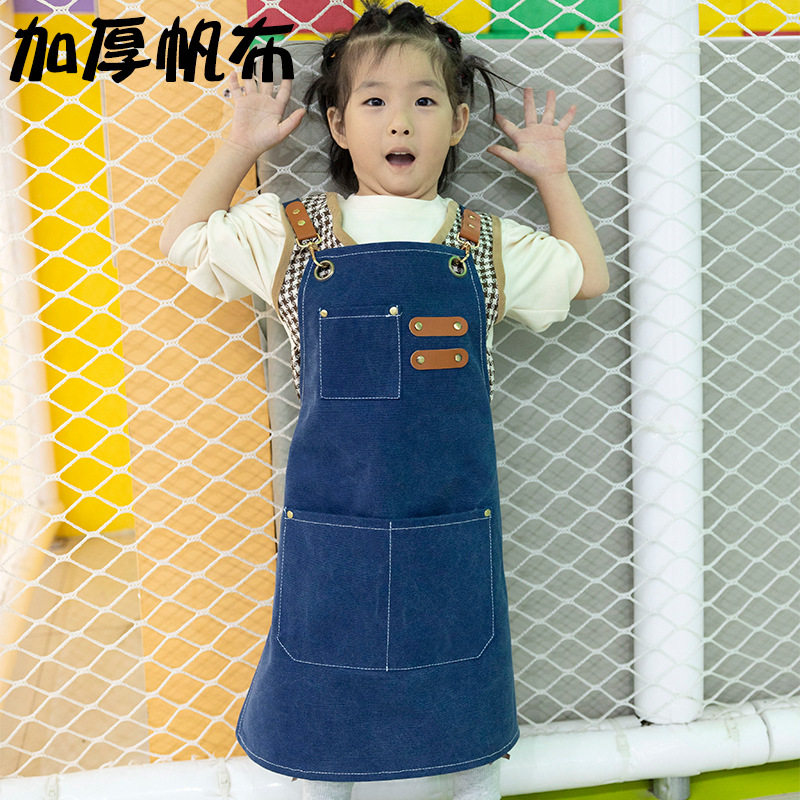 全棉儿童帆布围裙家用厨