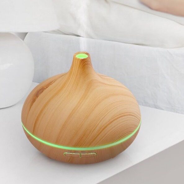 超声波木纹七彩加湿器家用办公室卧室精油木头香薰机大洋葱扩香仪