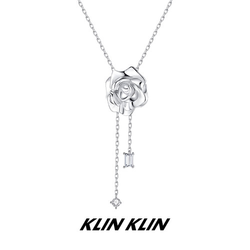 KLINKLIN玫瑰抽拉锁骨毛衣链颈带配衣服配饰长项链女花朵脖颈链