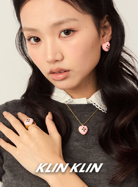 KLINKLIN粉色爱心十字花珐琅彩项链女粉红锁骨链中古风黑色十字架