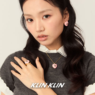 KLINKLIN粉色爱心十字花珐琅彩项链女粉红锁骨链中古风黑色十字架