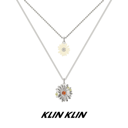 KLINKLIN雏菊双层项链女锁骨链珐琅精致小众设计感轻奢菊花