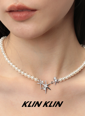 KLINKLIN星芒珍珠项链锁骨链女甜酷六芒星西太后原创设计小众辣妹