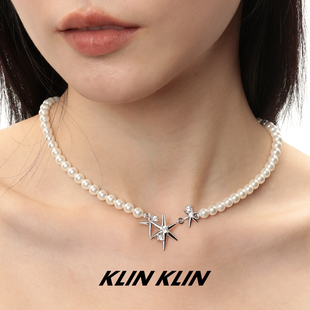 KLINKLIN星芒珍珠项链锁骨链女甜酷六芒星西太后原创设计小众辣妹