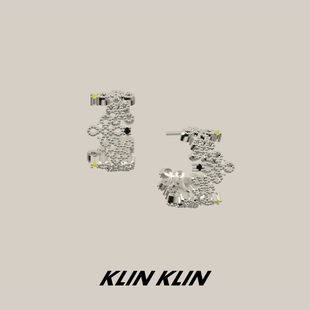 KLINKLIN蕾丝十字花耳钉轻奢耳环C形送礼物精致小众原创设计感