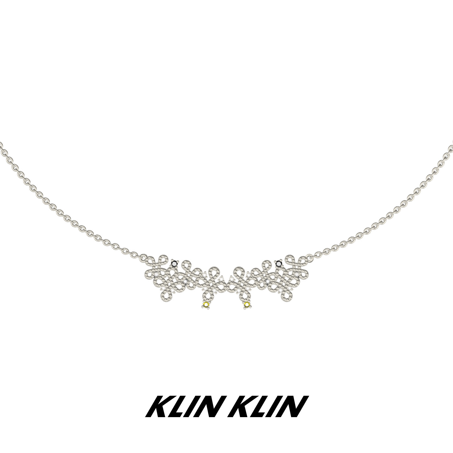 KLINKLIN蕾丝十字花微笑项链