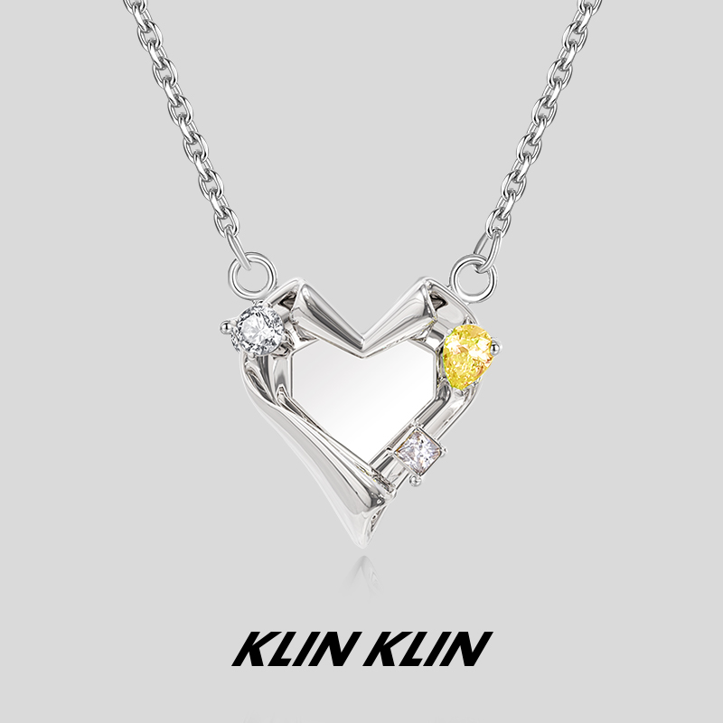 KLINKLIN镀白金女爱心锁骨链气质