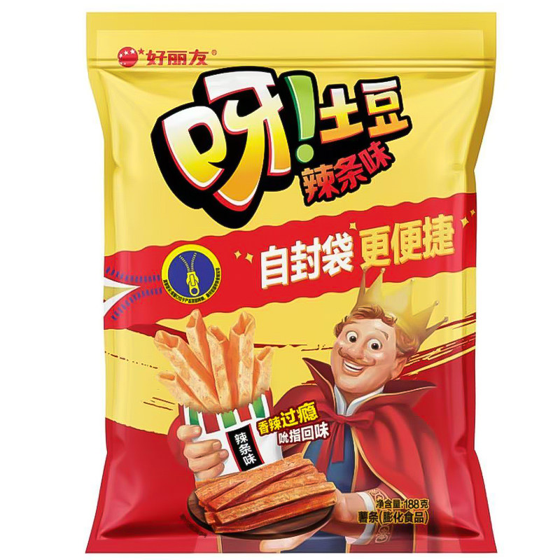 好丽友好有趣自封袋188g大包装呀土豆薯条薯片休闲解馋膨化小零食