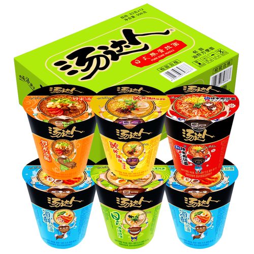 统一汤达人方便面整箱12杯装泡面日式豚骨拉面酸辣豚骨面海鲜拉面