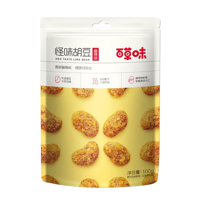 百草味怪味胡豆100g袋装麻辣蟹黄味蚕豆兰花豆即食小吃零食