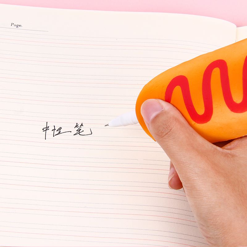 。创意仿真面包整蛊中性学生减压0.5黑色水笔软绵笔绵发泄捏乐玩