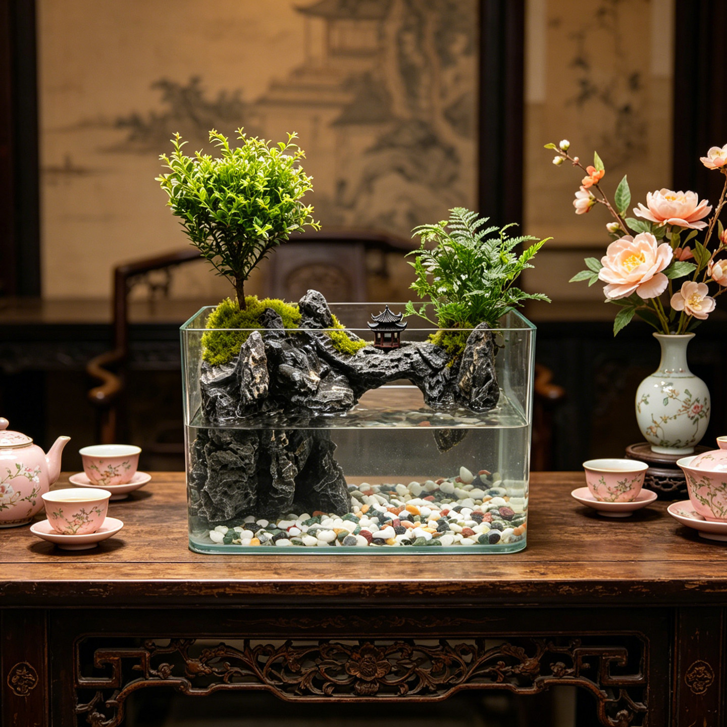 新品流水小叶赤楠玻璃苔藓绿植生态缸真植物水陆景观室内桌面鱼缸