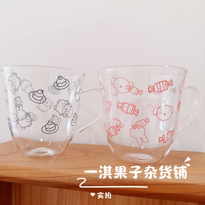 日本带回米菲周边可爱卡通玻璃杯带把手牛奶杯动漫水杯居家百货