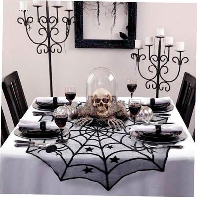 Round Table Cloth Halloween Party Decoration Lace Backdrop
