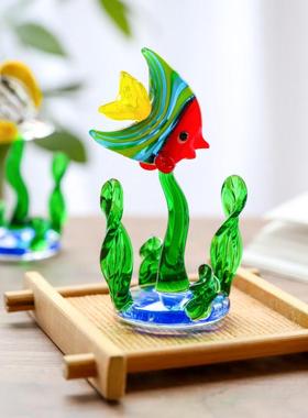 鱼缸水草鱼水草玻璃摆件 家居饰品桌子装饰工艺品桌面小摆件可爱
