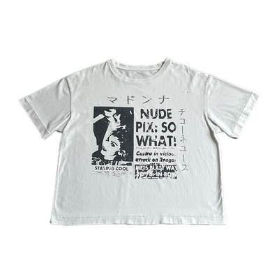 POPPROJECT麦当娜人像印花水洗做旧VTG复古单缝线短宽boxyT恤短袖