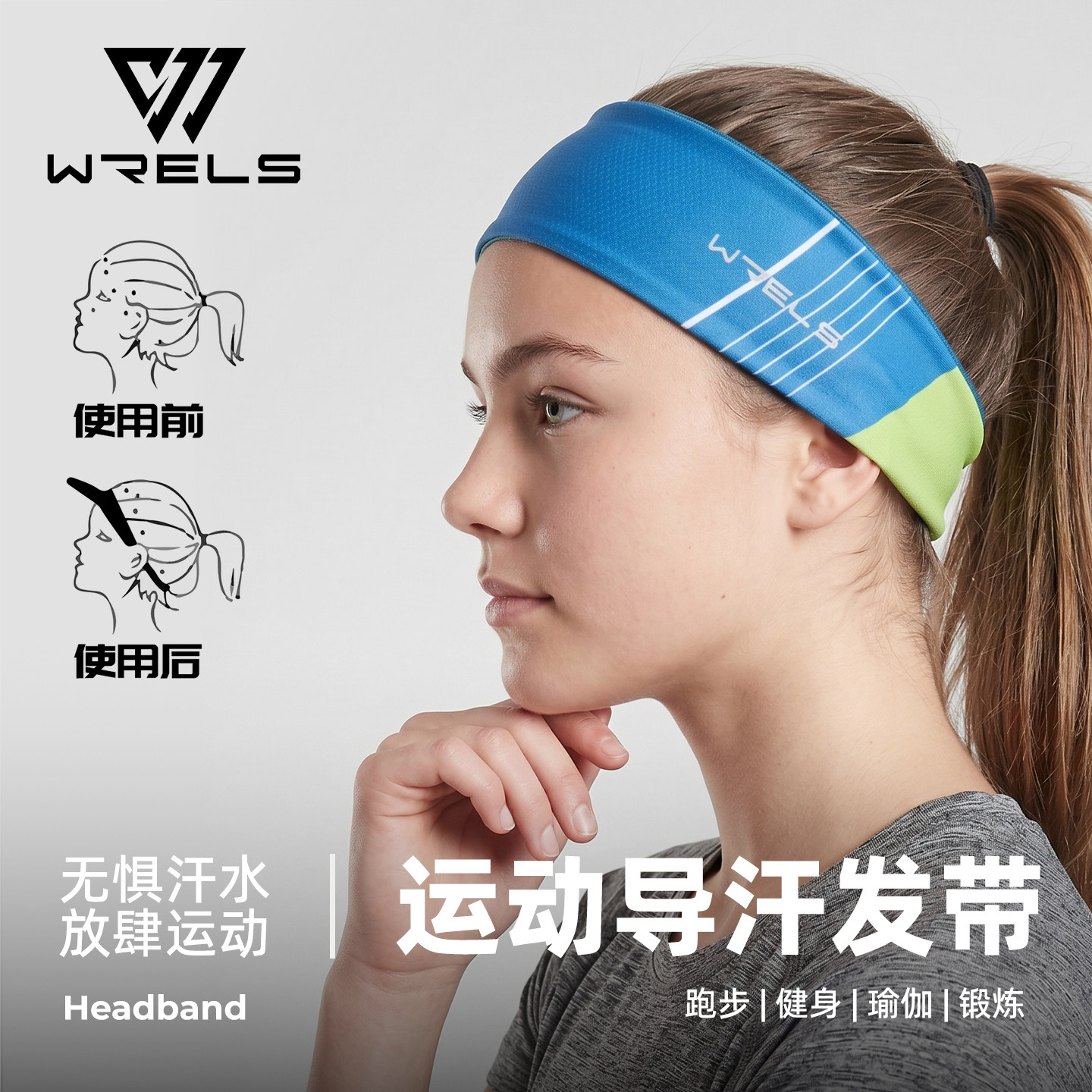 WRELS硅胶吸汗止汗运动发带图片