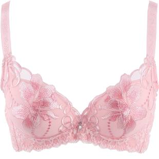 内衣3/4罩杯中厚杯有钢圈胸罩V型小胸聚拢文胸7017.