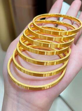 古法金包银筷子手镯女四方闪砂拉丝素圈镯子手环礼物送女友送妈妈