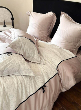 日本GP法式少女纯棉长绒棉床笠四件套浪漫玫瑰烫钻全棉被套床品