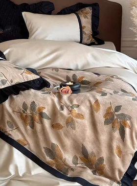 日本GP秋冬纯棉四件套全棉磨毛加厚被套复古床上用品床笠陪嫁床单