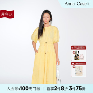泡泡袖 ANNA 新款 CASELLI 甜美显瘦多巴胺连衣裙女 安娜凯瑟莉夏季