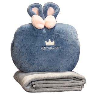 冬季暖手捂抱枕毯子三合一办公室女生睡觉午休枕头被子两用可插手