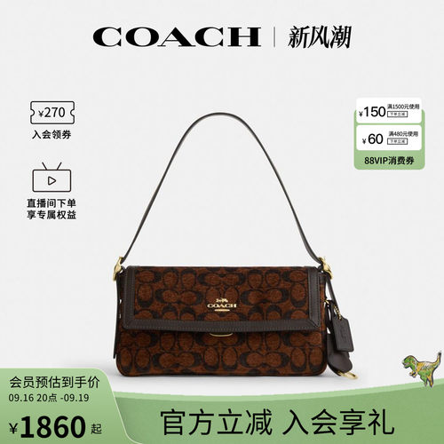 COACH/蔻驰官方 奥莱款Etta 25女士单肩斜挎手提包翻盖包CCV65