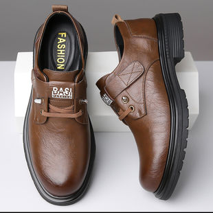 雅丹风商务皮鞋 单棉可选2025新款 男百搭厚底休闲牛皮a23 维乾男鞋