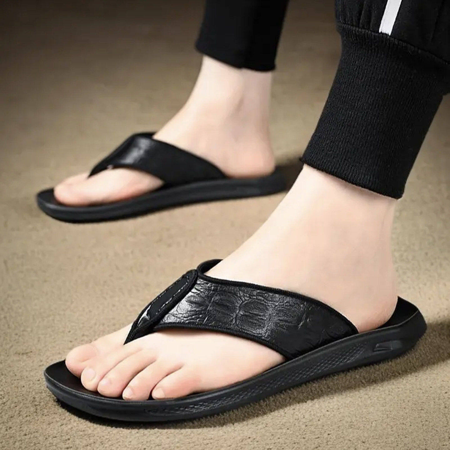 /宏商甄选男鞋帕拉鞋2026夏季新款防滑沙滩鞋防臭真皮人字拖凉a3