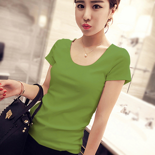 内搭半袖 纯棉紧身打底衫 上衣体恤 t恤女2025年新款 牛油果绿色短袖