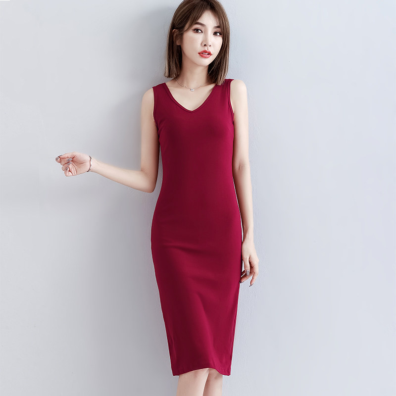 酒红色性感打底连衣裙女夏吊带背心长裙2026新款后背交叉长款裙子,女装/女士精品,连衣裙,淘宝优惠券,粉丝福利购,淘宝优惠卷