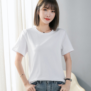 打底衫 2025新款 时尚 女士 半袖 纯棉白色短袖 宽松韩版 t恤女简约夏季