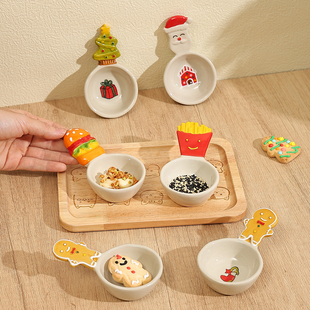 鹿谷川高颜值蘸料碟火锅聚会调味碟干料碟油碟酱油醋手柄碟调料碟