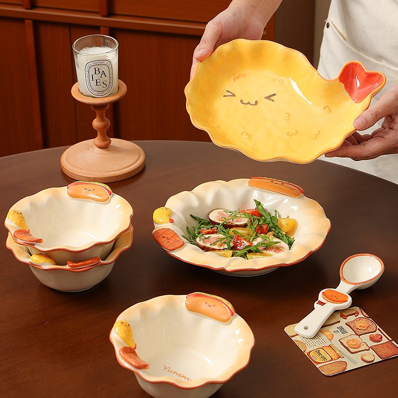 鹿谷川釉下彩餐具易清洗可洗碗机