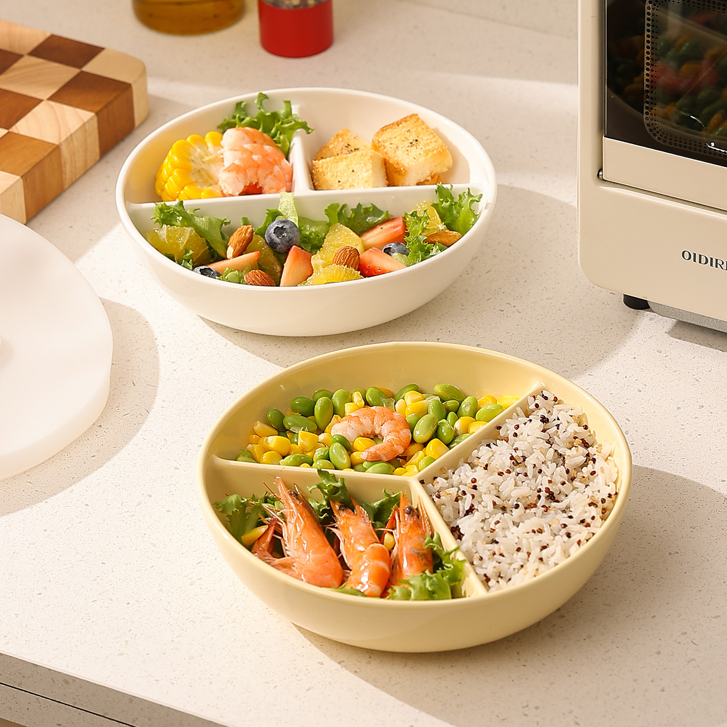 鹿谷川宝宝辅食一锅三蒸三分格蒸盘电饭锅蒸笼蒸蛋碗餐盘减脂盘子