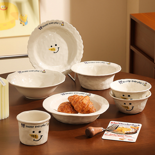 可爱浮雕餐具长鼻子雪人陶瓷盘子漂亮的咖啡杯汤面碗酸奶碗米饭碗