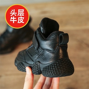 真皮儿童棉鞋女童鞋二棉秋冬2025透气男童运动鞋保暖大棉加厚软底
