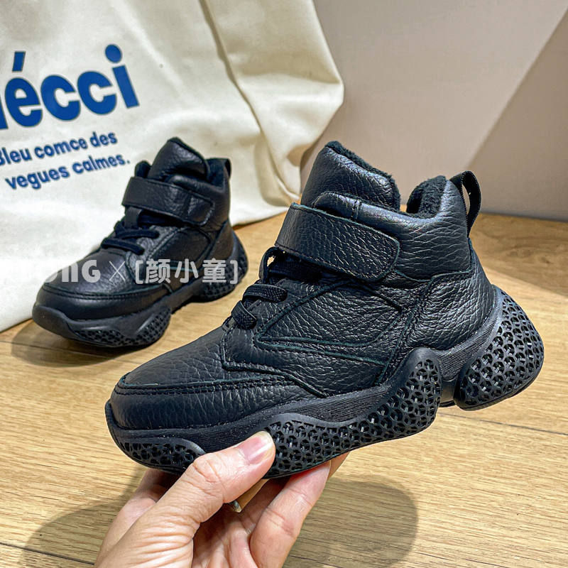 【头层牛皮】儿童加绒老爹鞋