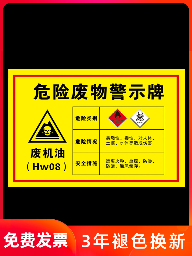 环保修理厂储存间废弃贴纸废机油标识牌危险废物警示牌汽修危废标识贴危险品标志牌一般固体废物标示全套-封面