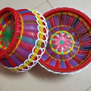 纯手工编织定制款客厅水果盘茶几瓜子盘收纳筐洗菜篮艺术品