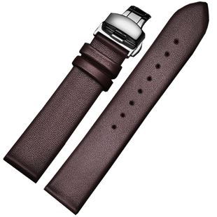 真皮手表带男蝴蝶扣代用天梭CK浪琴DW天王依波超薄柔软平纹表链女