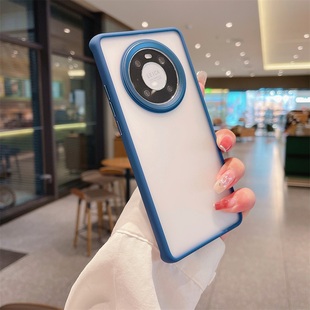 适用华为 Mate 40/30E Pro手机壳透明磨砂高级感金属镜框高出保护摄像头硅胶软边硬底全包防摔拼色后盖保护套