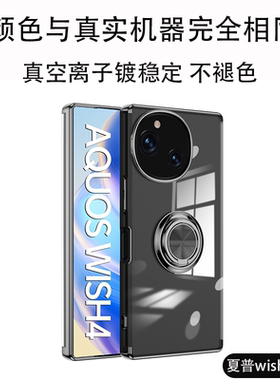 适用于夏普Aquos Wish5 4手机软壳多功能Wish3车载磁吸多角度Wish旋转支撑指环支架透明不易发黄电镀全包防摔