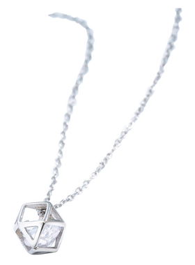 纯银韩版甜美风镂空多边形锁骨链