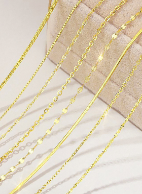 999纯银项链女镀18k金色