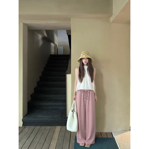 早秋100%醋酸直筒显瘦休闲裤女
