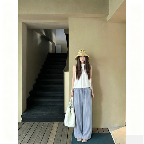 100%亚麻休闲裤女小个子直筒裤