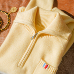 上身即爱～100%山羊绒半拉链彩虹边羊绒衫打底衫加厚保暖针织女冬