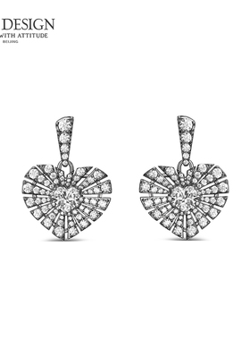 DEA DESIGN 心动系列 黑色心跳光芒耳环 心动的光芒戒指 925银镀